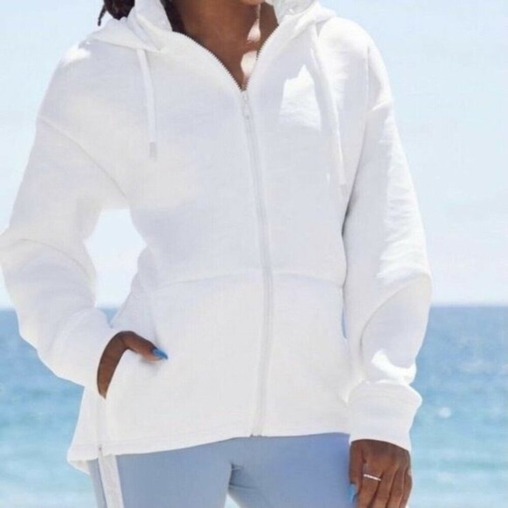 FABLETICS Lotta Removable Hood Zip Up Jacket White Camo